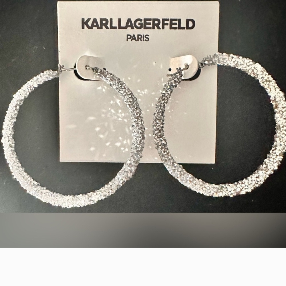 NWT Karl Lagerfeld Silver Hoop Earrings